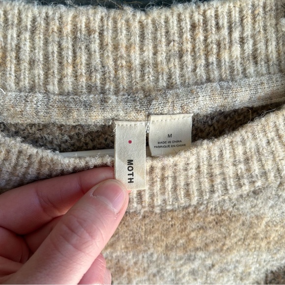 Anthropologie Moth Marjorie Camo Print Comfy Pullover Knit Sweater Neutral M - Picture 8 of 10